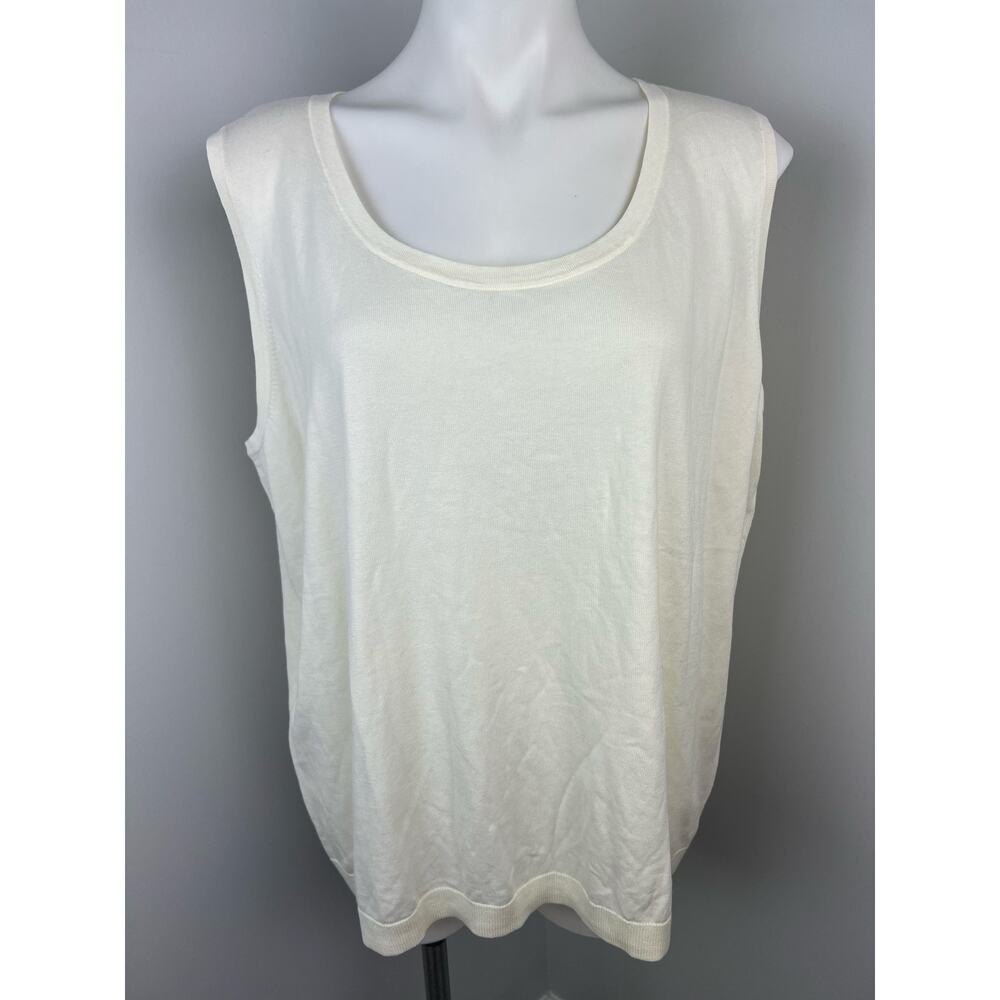 Talbots Cream Knit Cotton Blend Sleeveless Blouse 3X